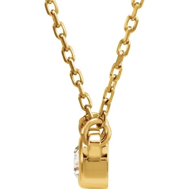 Necklaces 14K Yellow Gold 12 CT Natural Diamond Solitaire 18 Necklace TreasureFineJewelers
