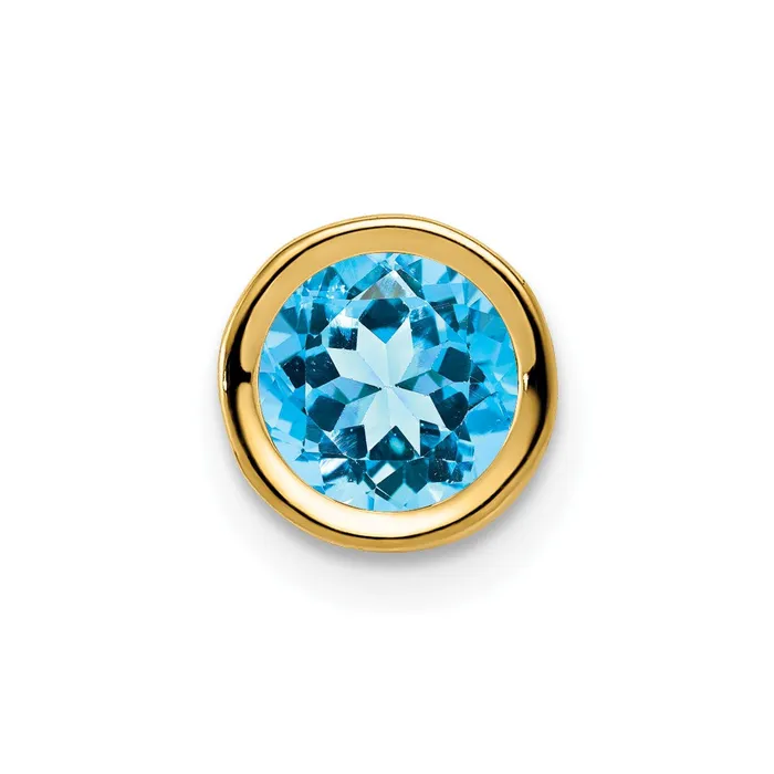 Necklaces 14k Yellow Gold 6mm Blue Topaz bezel pendant TreasureFineJewelers Necklaces 14k Yellow Gold 6mm Blue Topaz bezel pendant TreasureFineJewelers