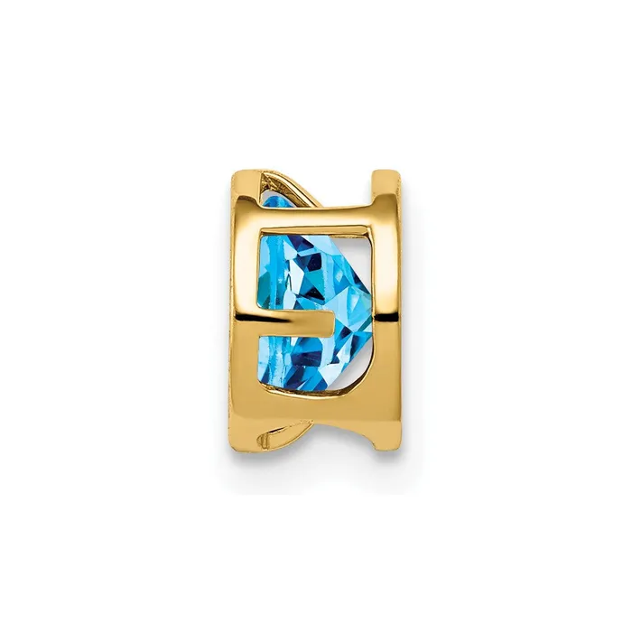 Necklaces 14k Yellow Gold 6mm Blue Topaz bezel pendant TreasureFineJewelers