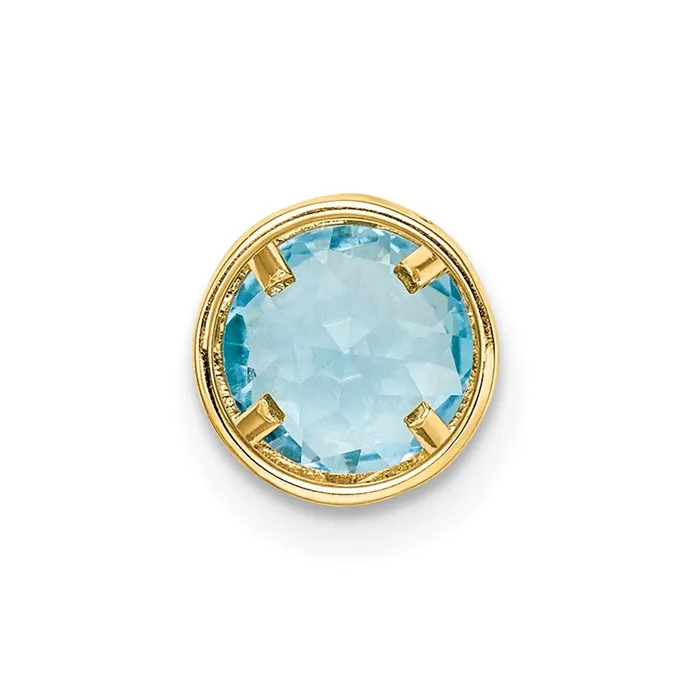 Necklaces 14k Yellow Gold 6mm Blue Topaz bezel pendant TreasureFineJewelers