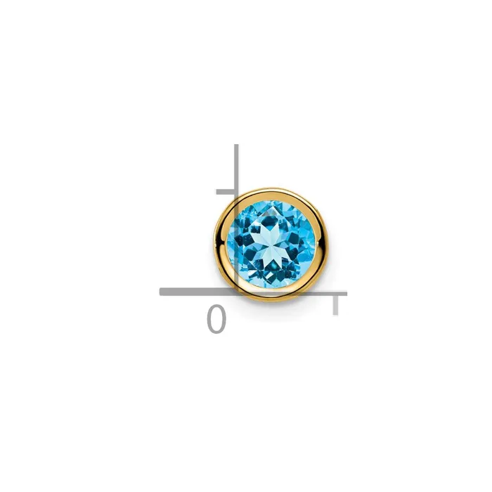 Necklaces 14k Yellow Gold 6mm Blue Topaz bezel pendant TreasureFineJewelers