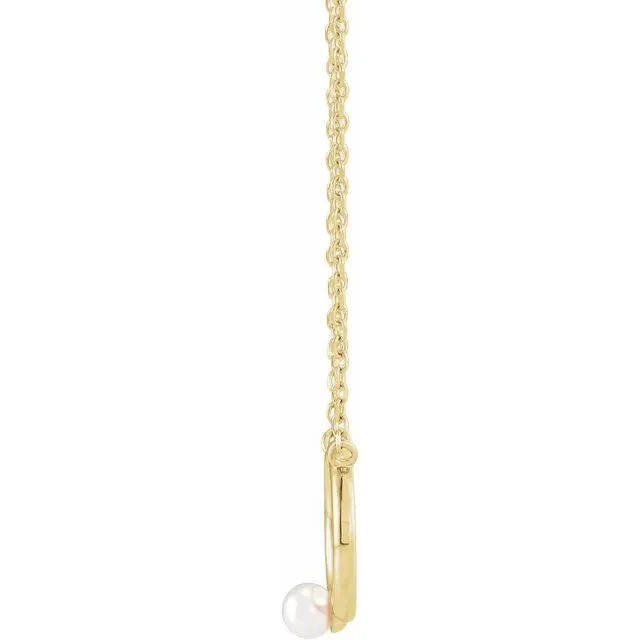 Necklaces 14K Yellow Gold Cultured Seed Pearl Circle 18 Necklace TreasureFineJewelers