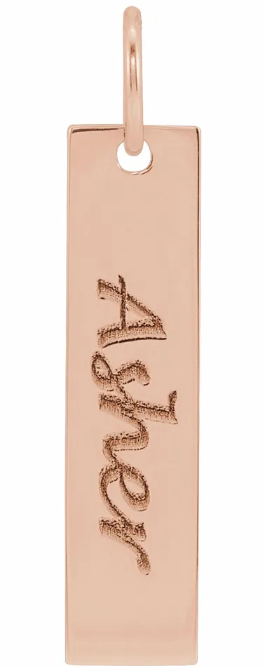 Necklaces 18K Rose GoldPlated Sterling Silver 20x5 mm Engravable Bar Pendant TreasureFineJewelers