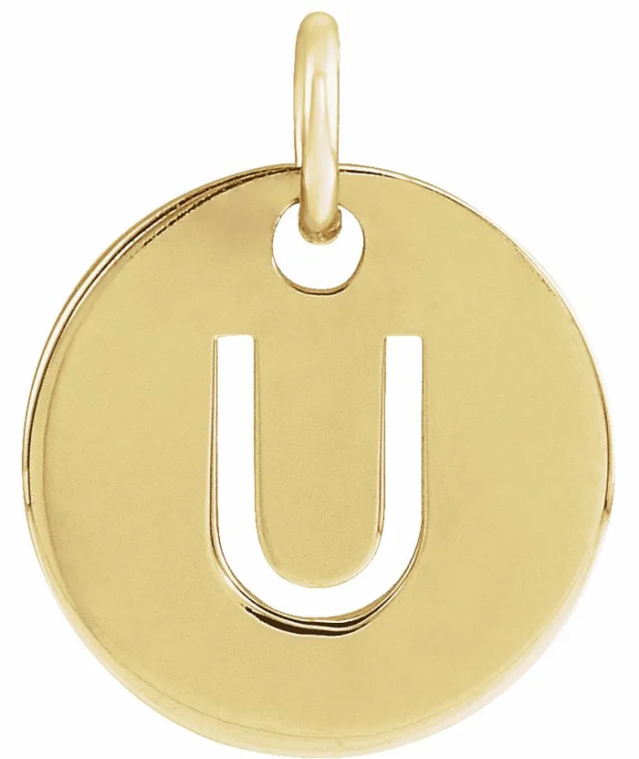 Necklaces 18K Yellow GoldPlated Sterling Silver Initial U 10 mm Disc Pendant TreasureFineJewelers Necklaces 18K Yellow GoldPlated Sterling Silver Initial U 10 mm Disc Pendant TreasureFineJewelers