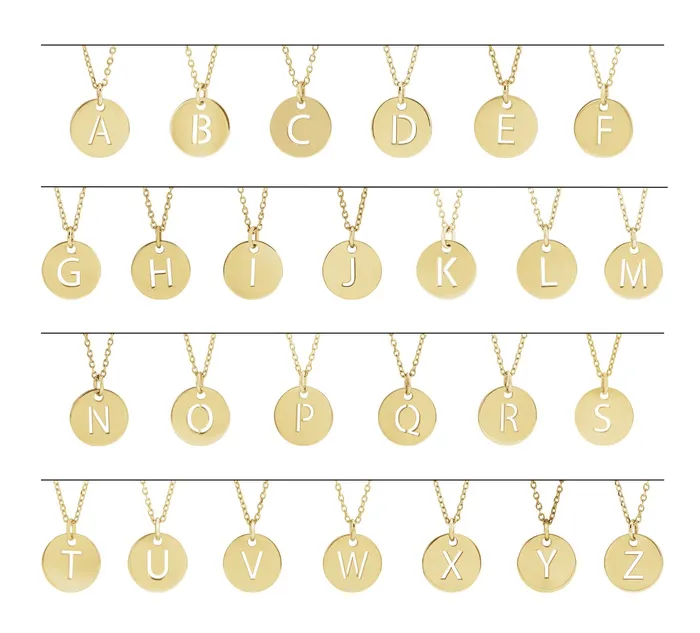 Necklaces 18K Yellow GoldPlated Sterling Silver Initial U 10 mm Disc Pendant TreasureFineJewelers