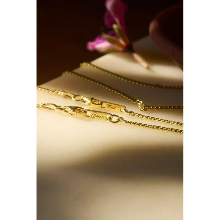 Necklaces Ema Jewels I Initial Cursive Engraved Pendant Necklace 14K 925 Gold Vermeil