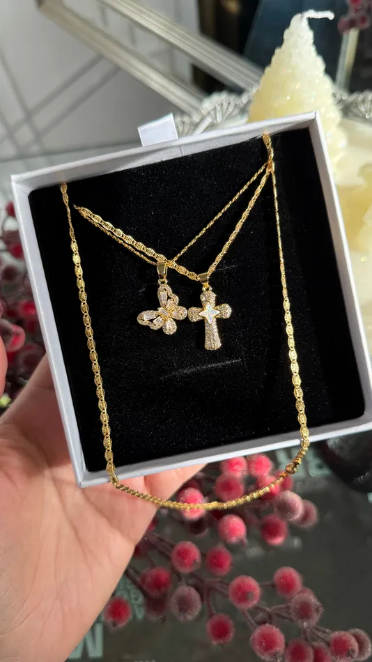 Necklaces MP Jewelry Marmoris ButterflyCross Necklace Set