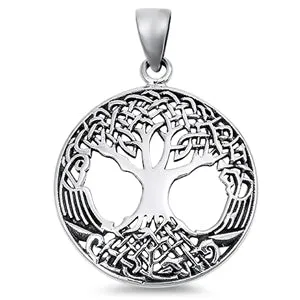 Necklaces North Arrow Shop Sterling Silver Tree of Life Pendant with Snake Chain