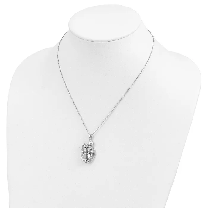 Necklaces Sentimental Expressions Sterling Silver Rhodiumplated CZ Family of 5 Gathering 18in Necklace TreasureFineJewelers