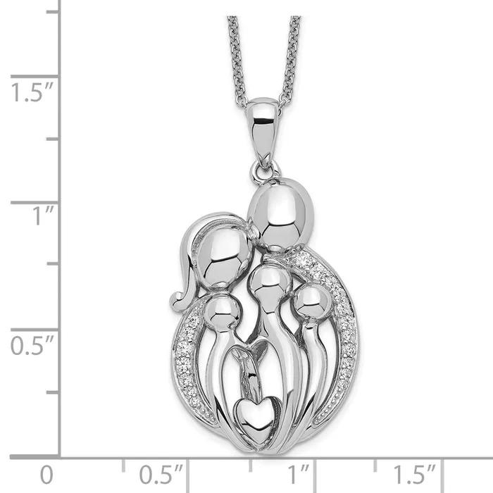 Necklaces Sentimental Expressions Sterling Silver Rhodiumplated CZ Family of 5 Gathering 18in Necklace TreasureFineJewelers