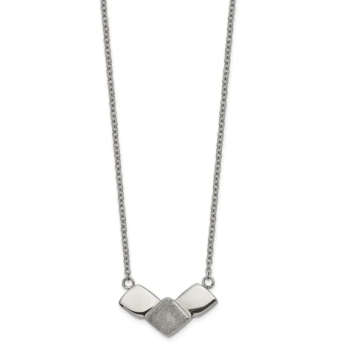 Necklaces Stainless Steel Polished Laser cut 15in w25in ext Necklace TreasureFineJewelers Necklaces Stainless Steel Polished Laser cut 15in w25in ext Necklace TreasureFineJewelers