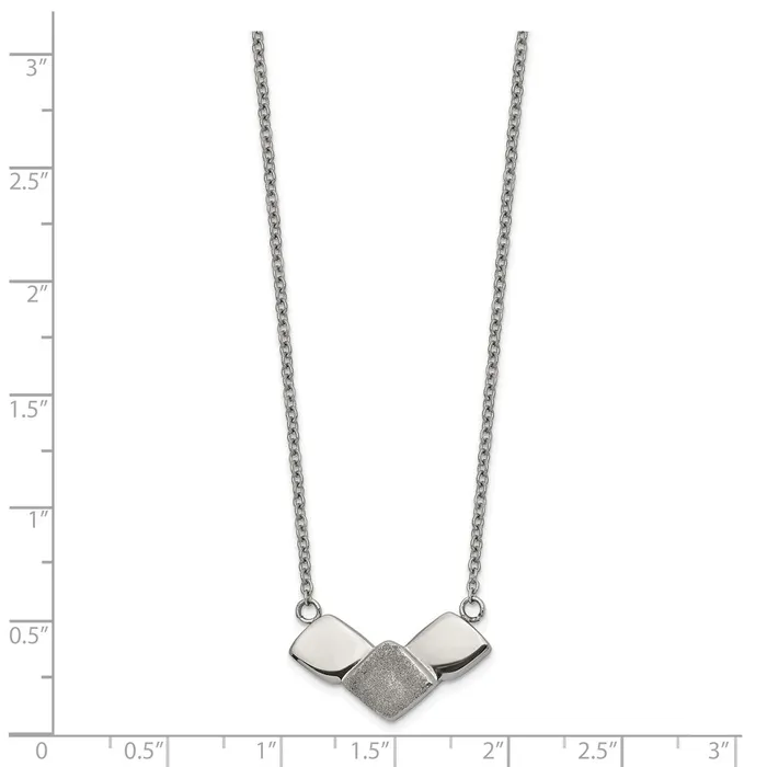 Necklaces Stainless Steel Polished Laser cut 15in w25in ext Necklace TreasureFineJewelers