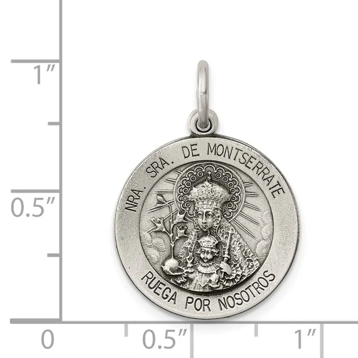 Necklaces Sterling Silver Antiqued Lady Of Montserrate Medal TreasureFineJewelers