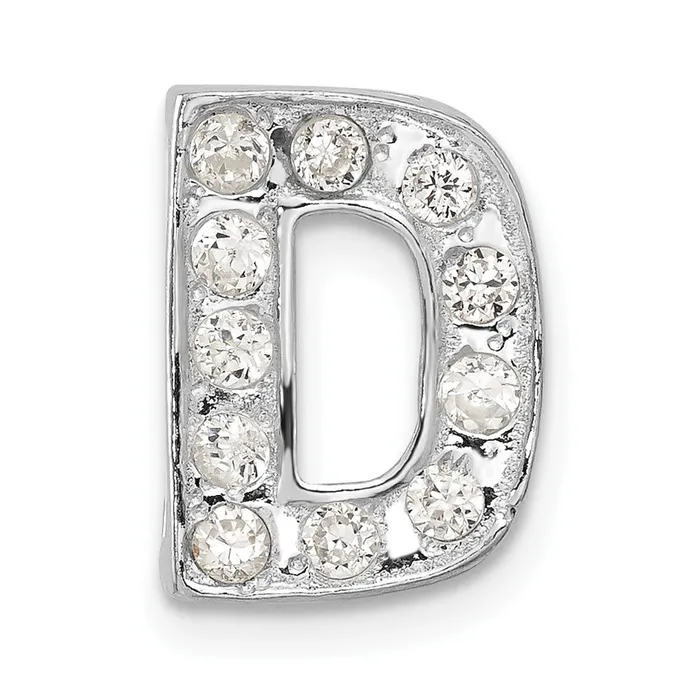 Necklaces Sterling Silver CZ Initial D Charm TreasureFineJewelers