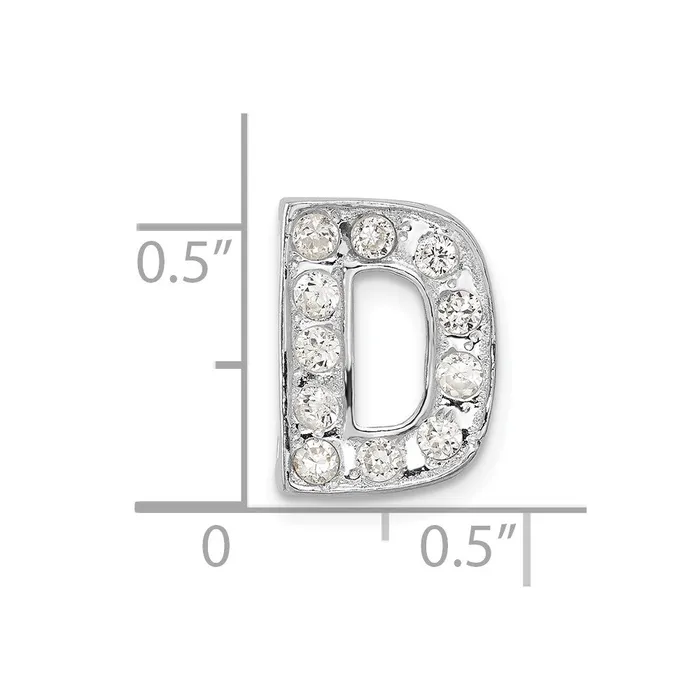 Necklaces Sterling Silver CZ Initial D Charm TreasureFineJewelers