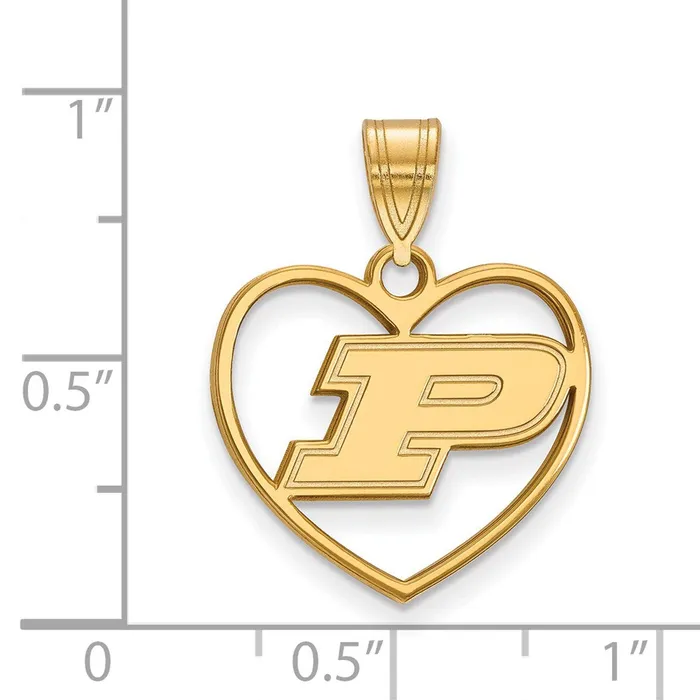 Necklaces Sterling Silver Goldplated Purdue University Letter P Heart Pendant TreasureFineJewelers