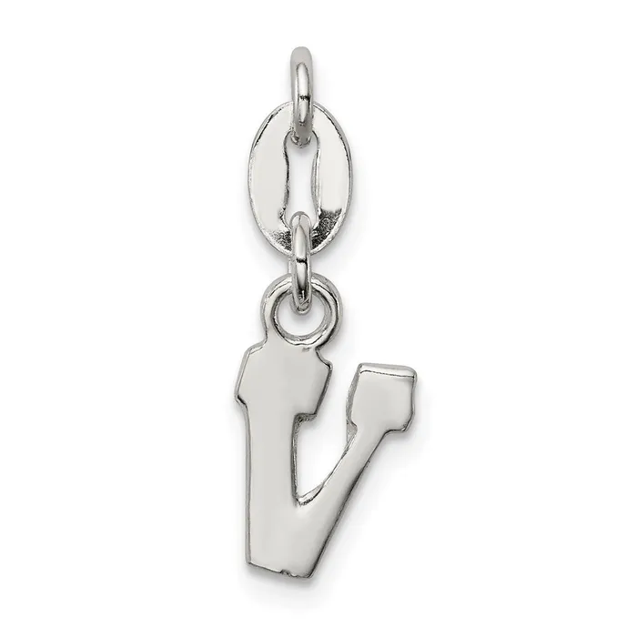 Necklaces Sterling Silver Letter V Initial Charm TreasureFineJewelers