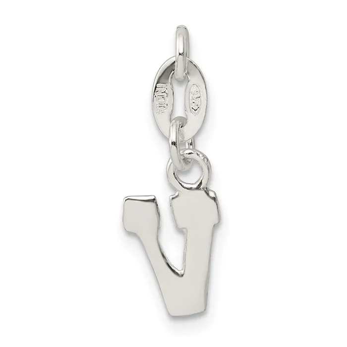 Necklaces Sterling Silver Letter V Initial Charm TreasureFineJewelers