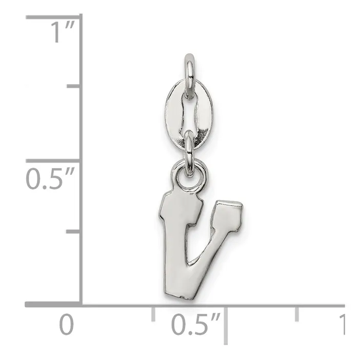 Necklaces Sterling Silver Letter V Initial Charm TreasureFineJewelers