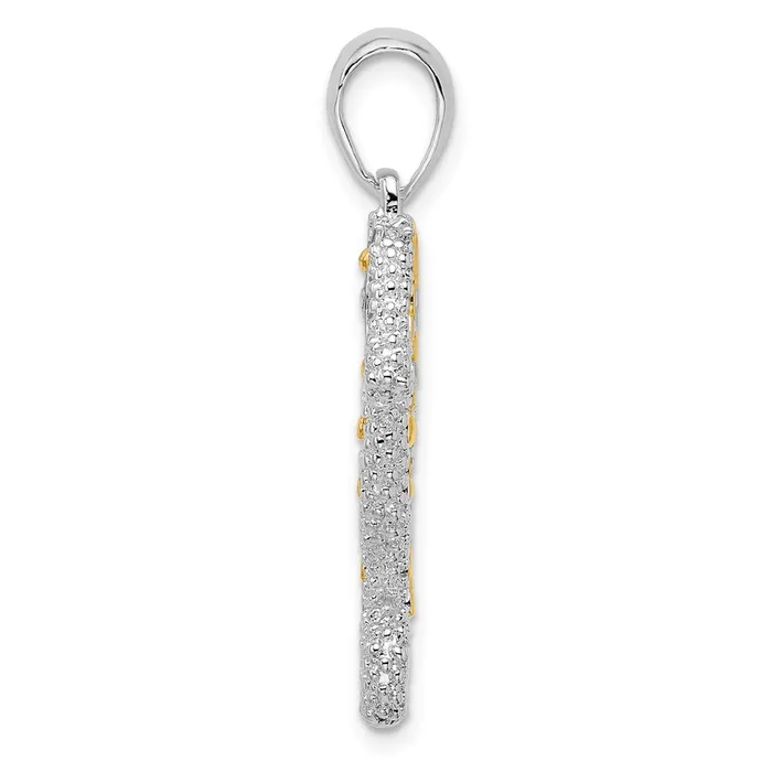 Necklaces Sterling Silver Polished 3D Large Seahorse w14k Accent Pendant TreasureFineJewelers