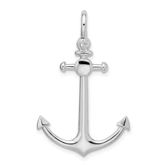 Necklaces Sterling Silver Polished 3D Small Anchor Pendant TreasureFineJewelers