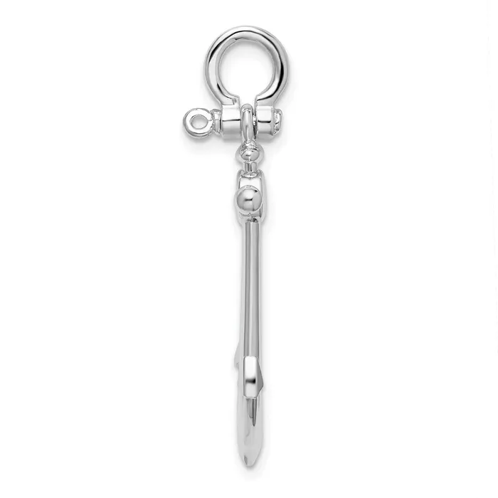 Necklaces Sterling Silver Polished 3D Small Anchor Pendant TreasureFineJewelers