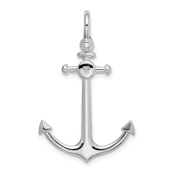 Necklaces Sterling Silver Polished 3D Small Anchor Pendant TreasureFineJewelers