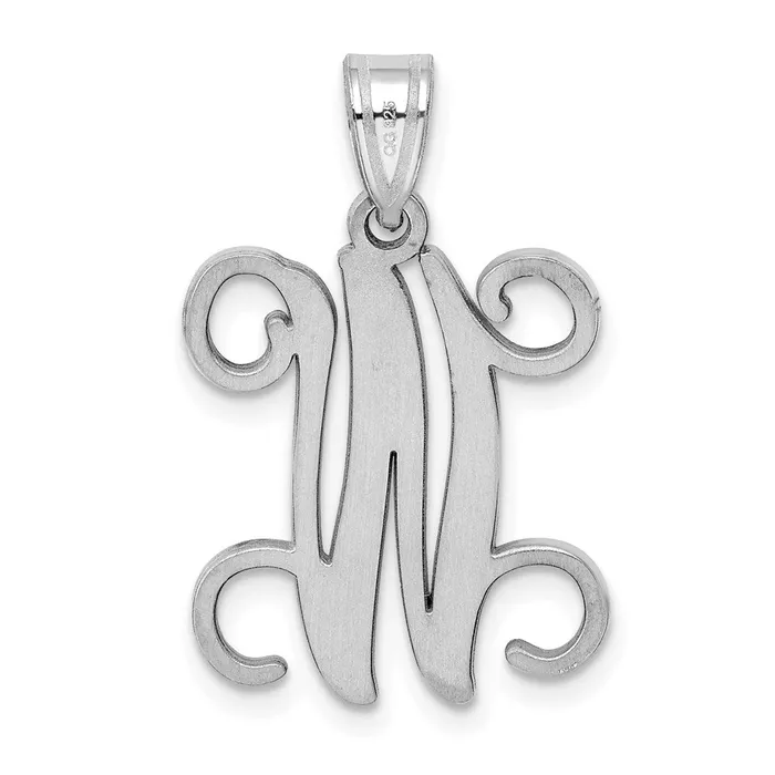 Necklaces Sterling Silver Rhodiumplated Letter W Initial Pendant TreasureFineJewelers