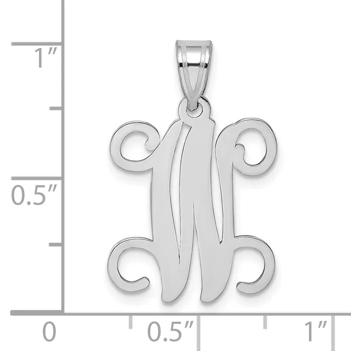 Necklaces Sterling Silver Rhodiumplated Letter W Initial Pendant TreasureFineJewelers
