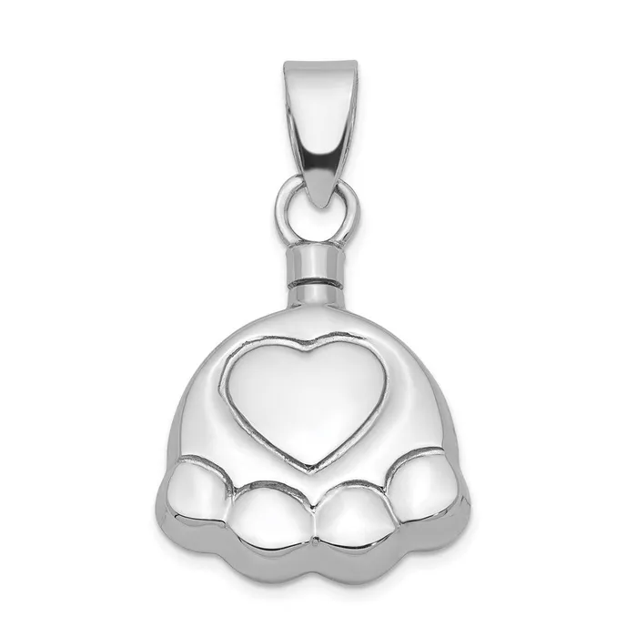 Necklaces Sterling Silver Rhodiumplated Polished Puppy Paw Ash Holder Pendant TreasureFineJewelers Necklaces Sterling Silver Rhodiumplated Polished Puppy Paw Ash Holder Pendant TreasureFineJewelers