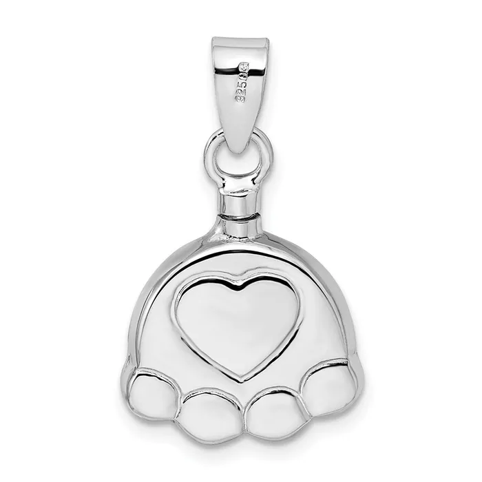 Necklaces Sterling Silver Rhodiumplated Polished Puppy Paw Ash Holder Pendant TreasureFineJewelers