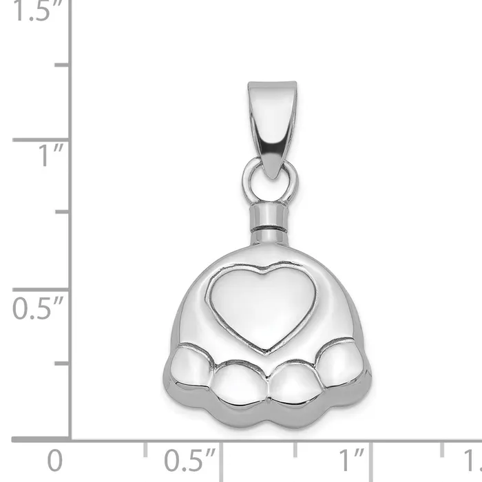 Necklaces Sterling Silver Rhodiumplated Polished Puppy Paw Ash Holder Pendant TreasureFineJewelers