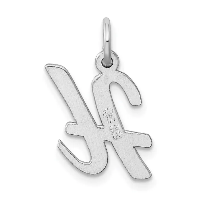 Necklaces Sterling Silver Rhodiumplated Script Letter H Initial Charm TreasureFineJewelers