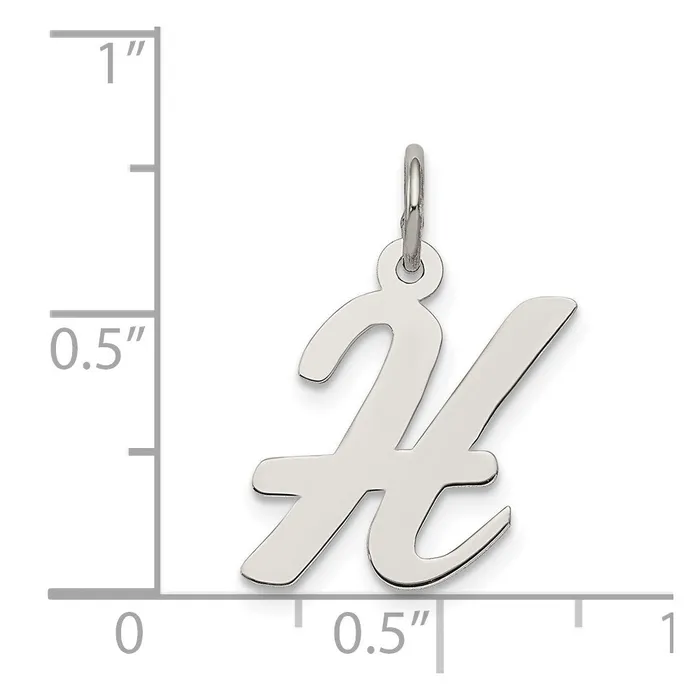 Necklaces Sterling Silver Rhodiumplated Script Letter H Initial Charm TreasureFineJewelers