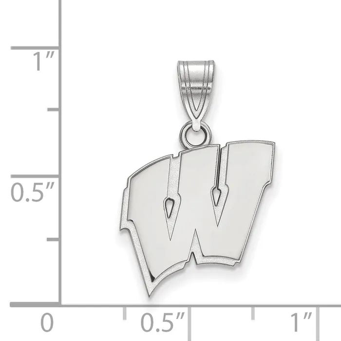 Necklaces Sterling Silver Rhodiumplated University of Wisconsin Letter W Medium Pendant TreasureFineJewelers
