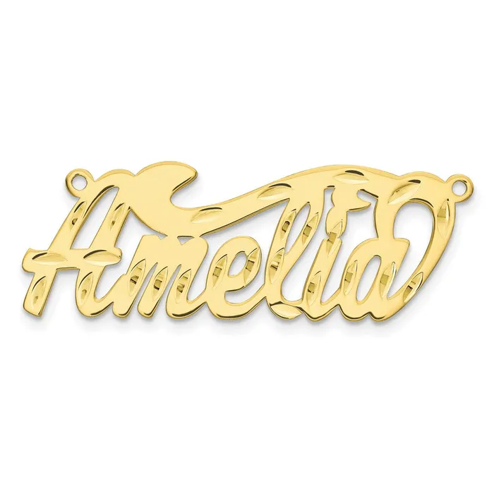 Necklaces TreasureFineJewelers 10K Polished Diamondcut Name Plate
