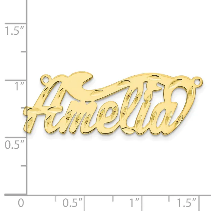 Necklaces TreasureFineJewelers 10K Polished Diamondcut Name Plate