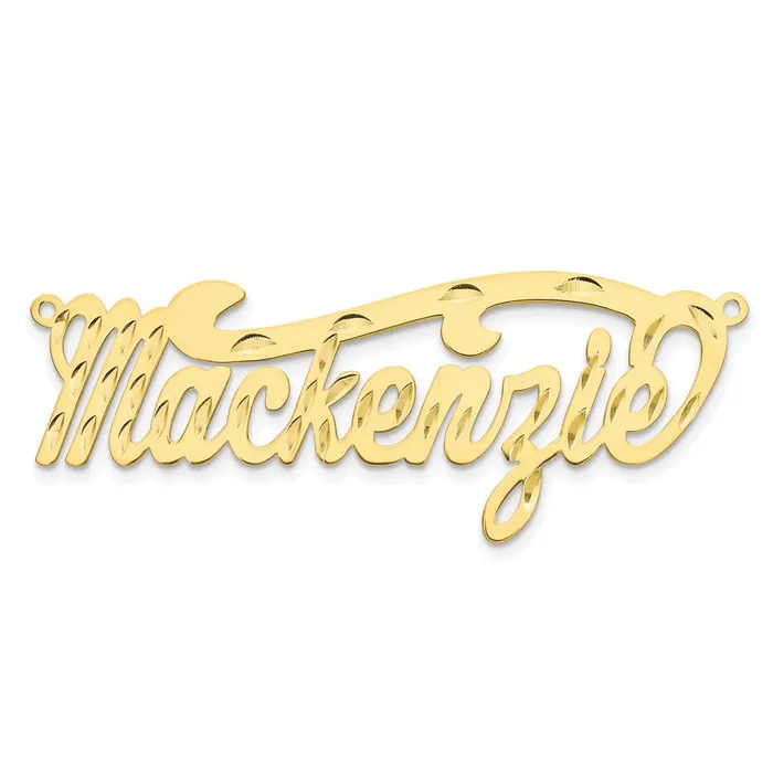 Necklaces TreasureFineJewelers 10K Polished Diamondcut Name Plate