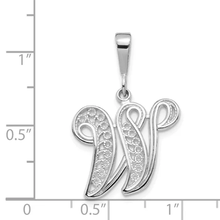 Necklaces TreasureFineJewelers 10k White Gold Filigree Initial W Pendant