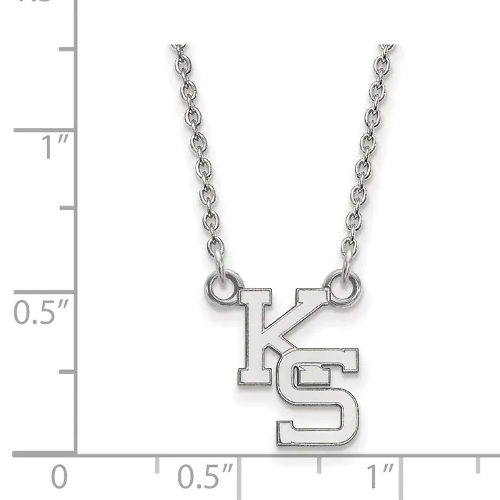 Necklaces TreasureFineJewelers 10K White Gold Kansas State University Small Pendant wilth Necklace