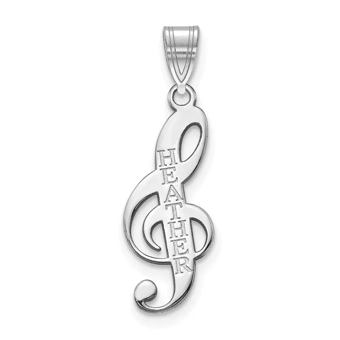 Necklaces TreasureFineJewelers 10K White Gold Personalized Music Note Pendant Necklaces TreasureFineJewelers 10K White Gold Personalized Music Note Pendant