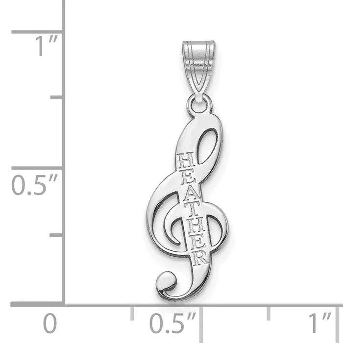 Necklaces TreasureFineJewelers 10K White Gold Personalized Music Note Pendant