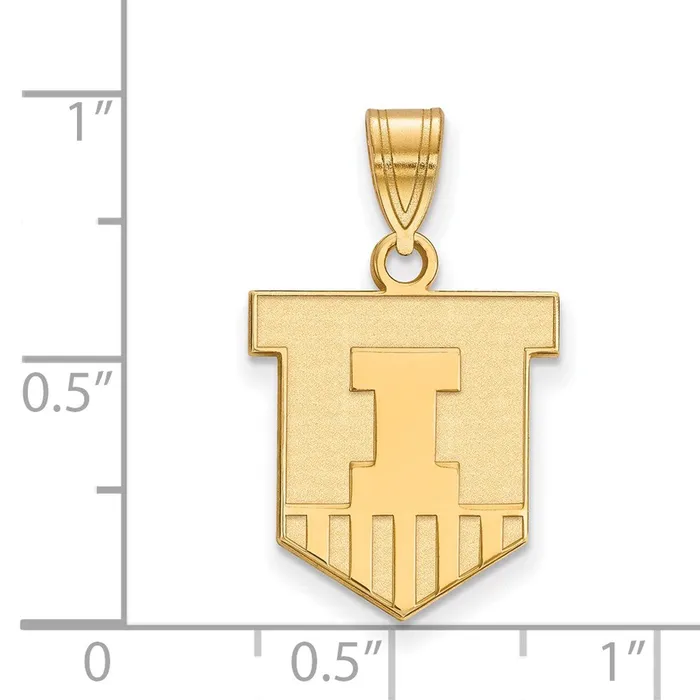 Necklaces TreasureFineJewelers 10K Yellow Gold University of Illinois Medium Pendant