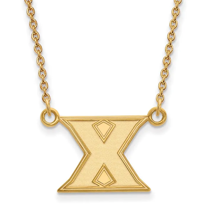Necklaces TreasureFineJewelers 10K Yellow Gold Xavier University Small Pendant with Necklace Necklaces TreasureFineJewelers 10K Yellow Gold Xavier University Small Pendant with Necklace