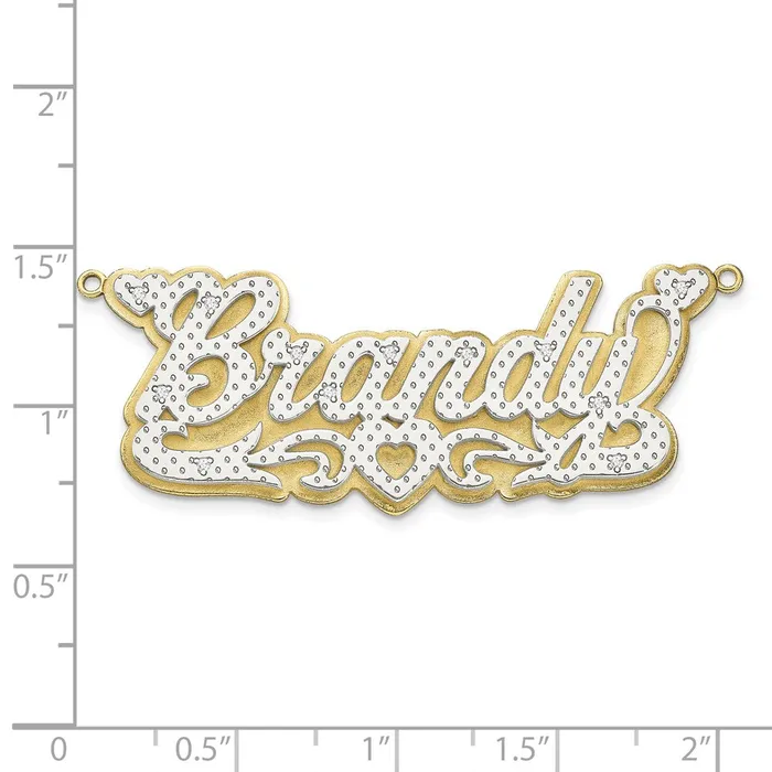 Necklaces TreasureFineJewelers 10KY and Rhodium 3D Diamond with Heart Name Plate