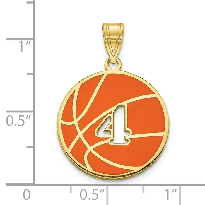 Necklaces TreasureFineJewelers 10KY Enameled Personalized Basketball with Cut Out Number Pendant