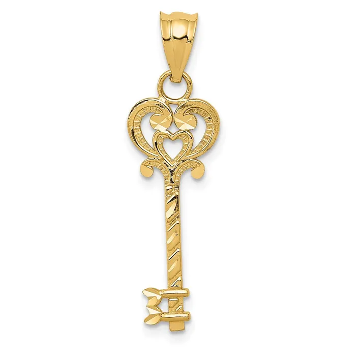 Necklaces TreasureFineJewelers 14k Diamondcut Key Pendant