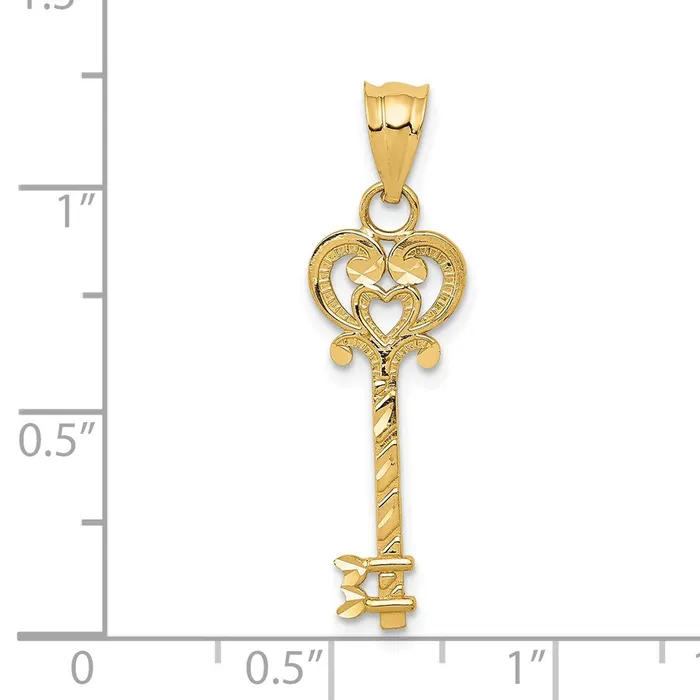 Necklaces TreasureFineJewelers 14k Diamondcut Key Pendant