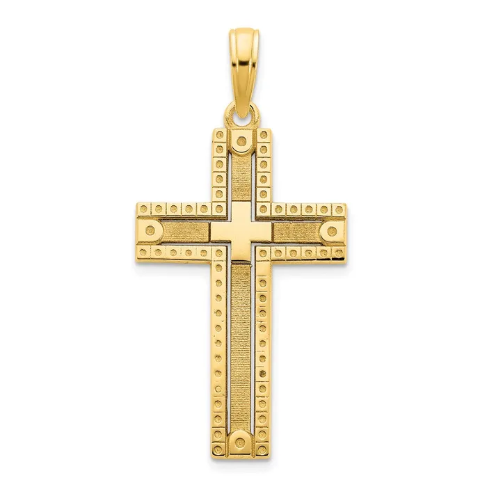 Necklaces TreasureFineJewelers 14k Fancy Sandblasted Cross Pendant
