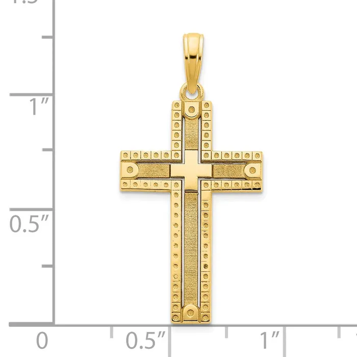 Necklaces TreasureFineJewelers 14k Fancy Sandblasted Cross Pendant